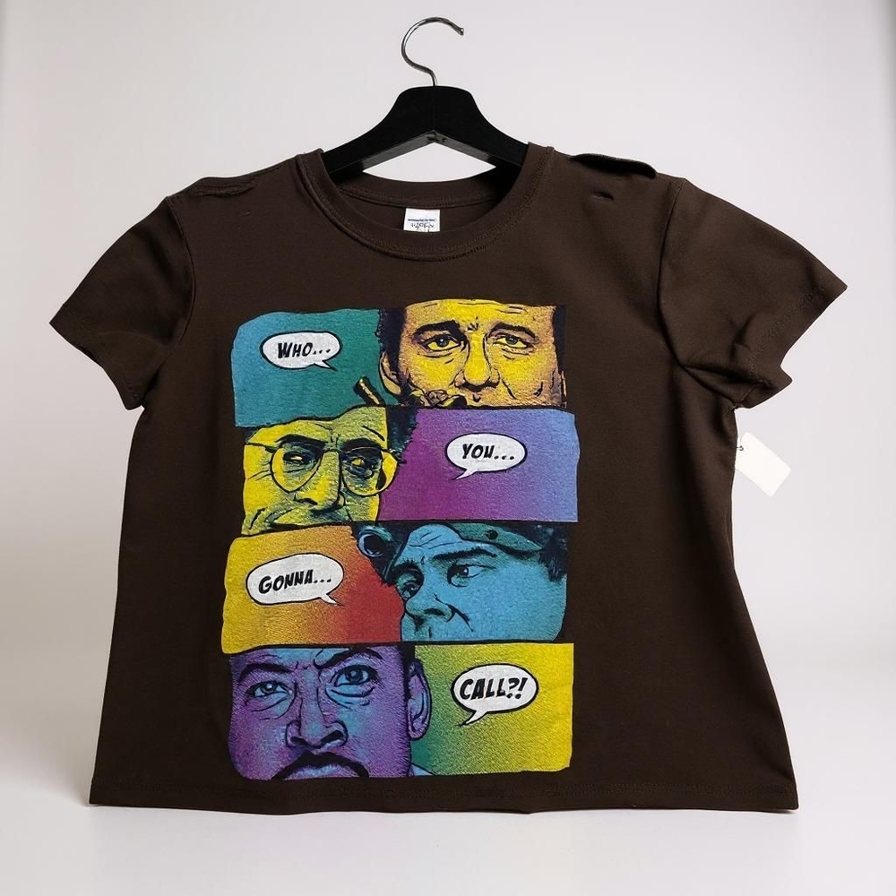 Brown Graphic Tee with Colorful Print